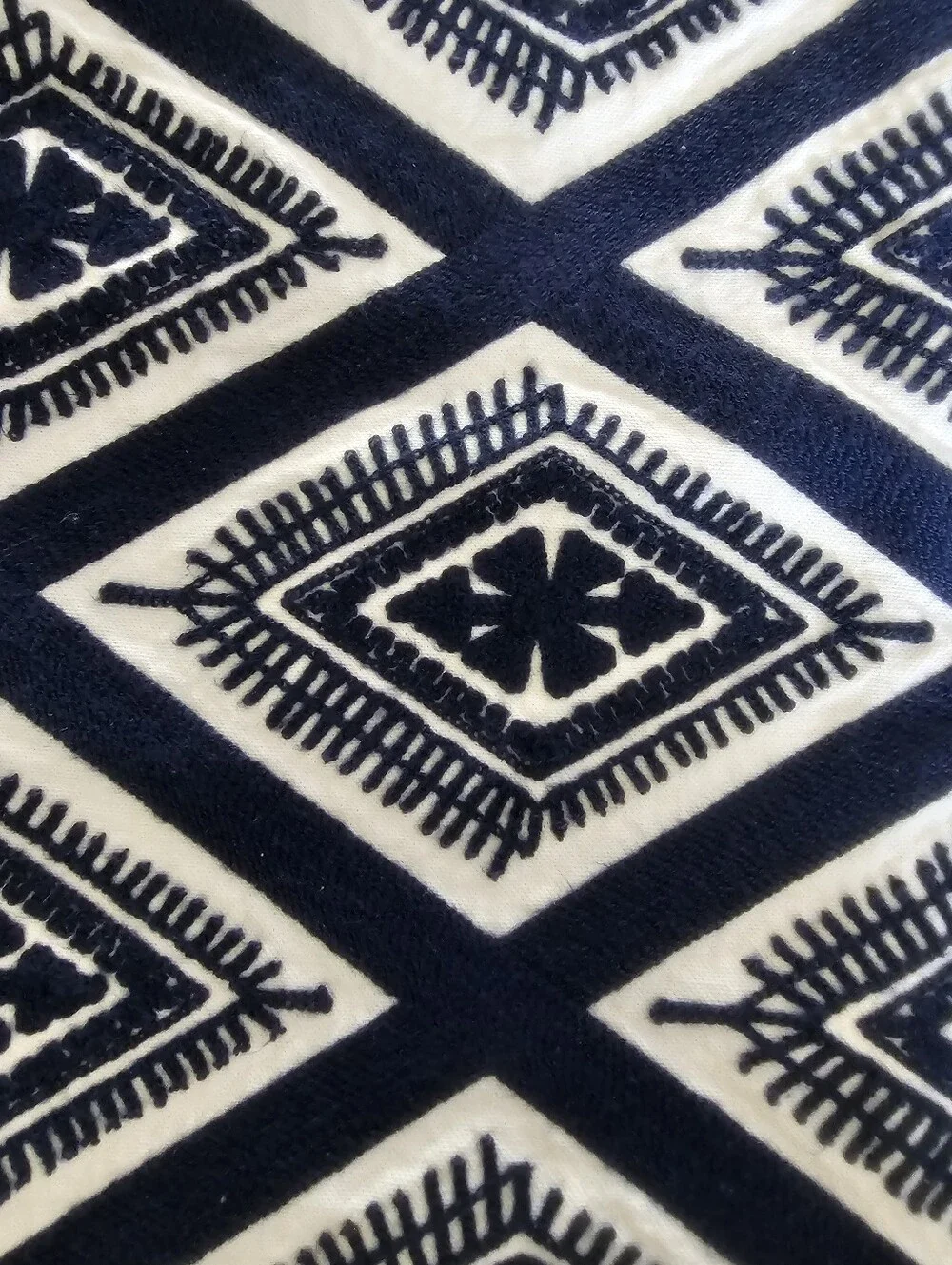 Slow Cow Organic Cotton Pillow Covers Set of 2 Blue White Coastal Boho 17x17
